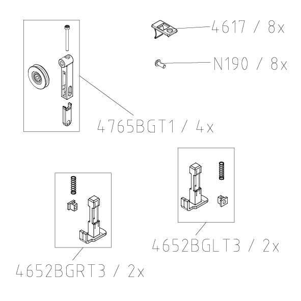 Photo SET 4 ROULETTE + 4 GUIDES CC E2R/L ARGT 1