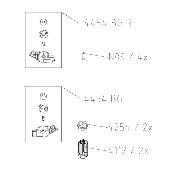 Photo SET PIVOT BAS 4454BGR/L I2/N2 F BLC 1