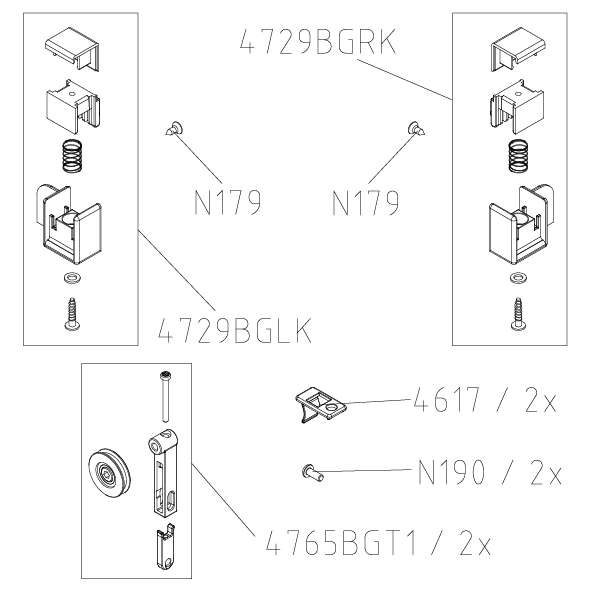 Photo SET 2 ROULETTE + GUIDE BAS 4729 LI D2R/L 1