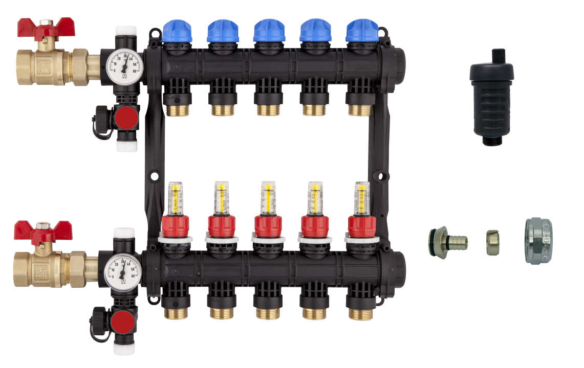 Photo Collecteur synthèse  NIS 10 circuits + raccords 16 + purgeurs automatique 2