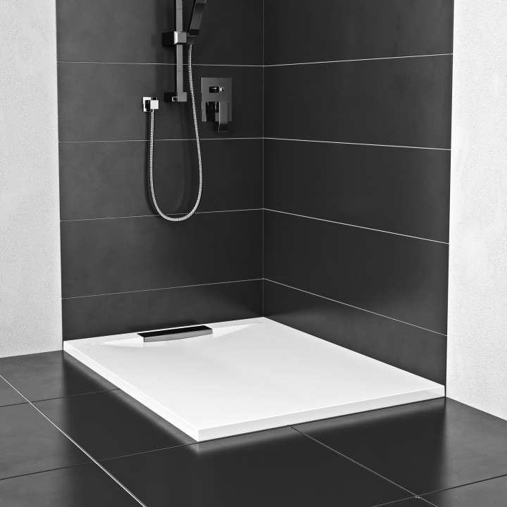 Photo Receveur de douche rectangulaire en marbre de synthèse RECI RER128 1200x800x35 1