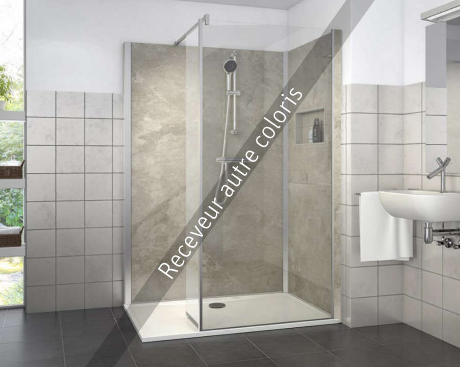 Photo VI STYLE droite angle 1360x777 marbre beige receveur anthracite v.clair dép. 2