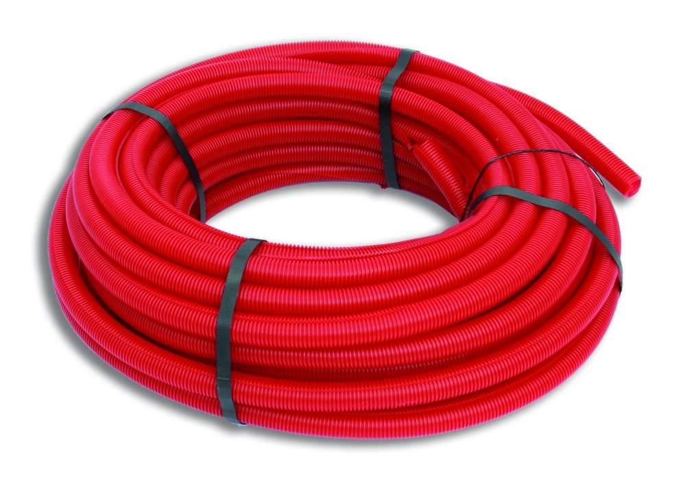 Photo Gaine annelé rouge - couronne 25m Øext=25mm Øint=19mm - Pour tube Ø14,16,17mm 1