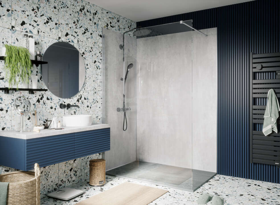 Photo Paroi de douche walk-in EQUI EITWF L90 H2M argent v.clair ETC