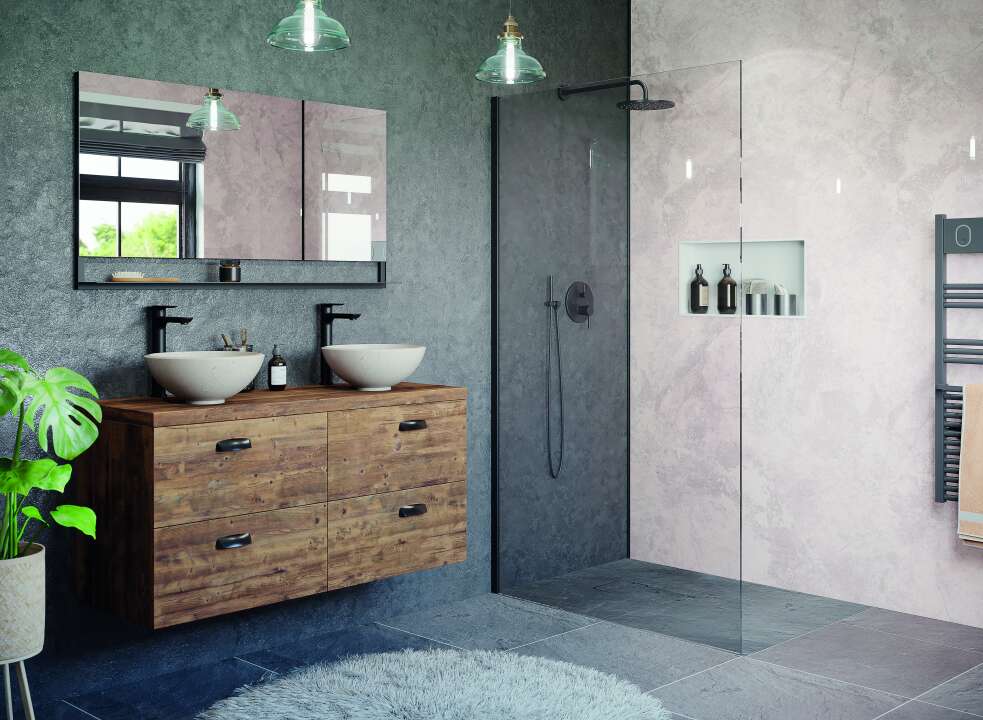 Photo Paroi de douche walk-in ALINA AITWF L40 H2M noir v.clair ETC