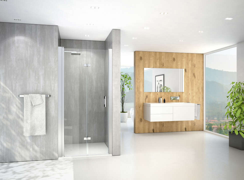 Photo Paroi de douche pivotante repliable MELINA MIPIR L75 H2M argent v.clair ETC