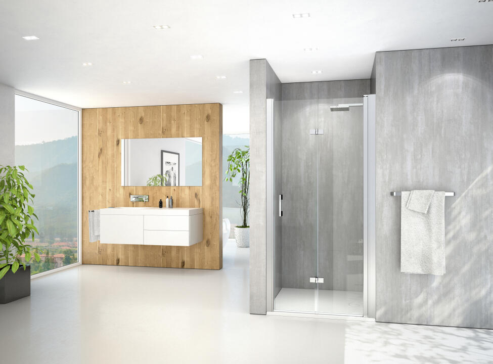 Photo Paroi de douche pivotante repliable MELINA MIPIR L75 H2M argent v.clair ETC