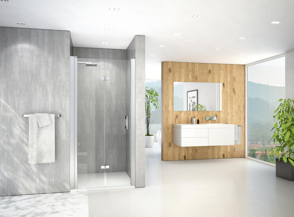 Photo Paroi de douche pivotante repliable MELINA MIPIL L75 H2M argent v.clair ETC